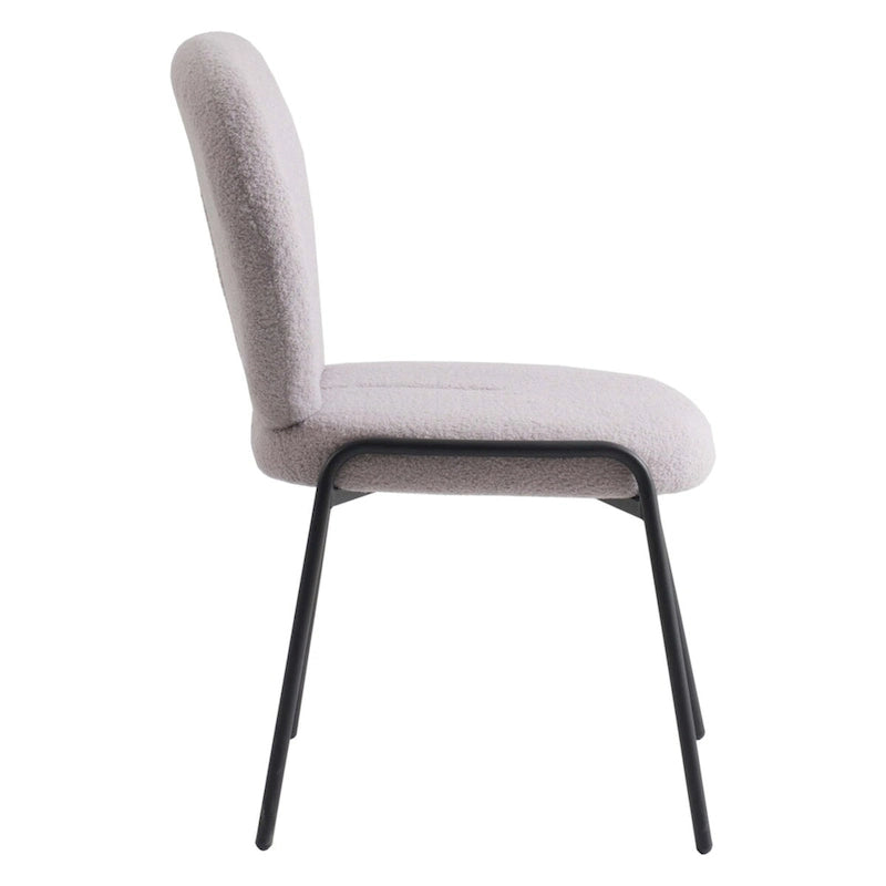 Boucle Dining Side Chair in Black Iron Frame