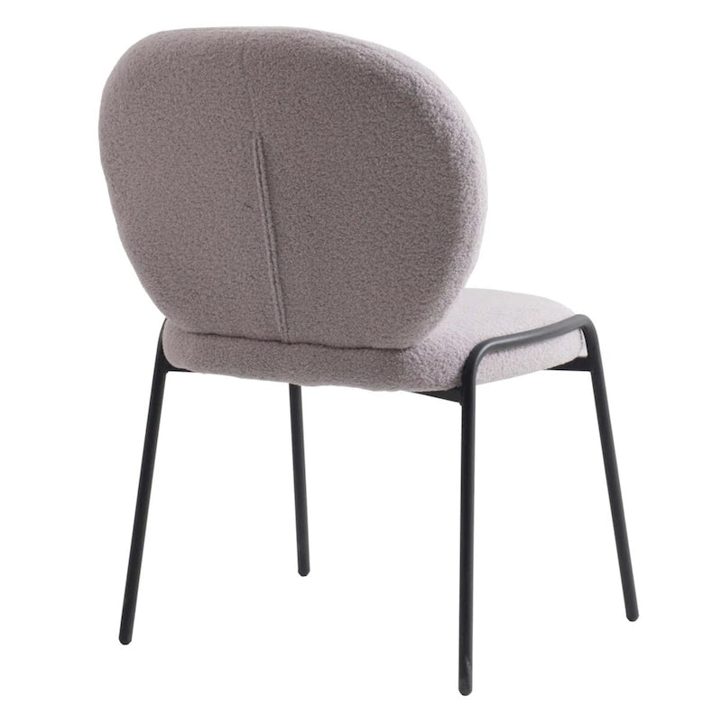 Boucle Dining Side Chair in Black Iron Frame