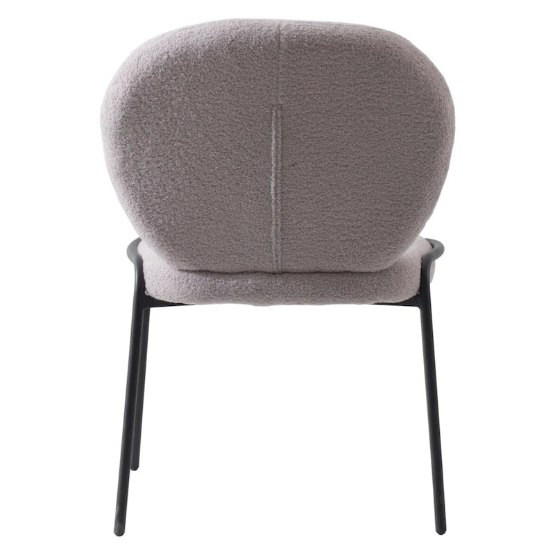 Boucle Dining Side Chair in Black Iron Frame