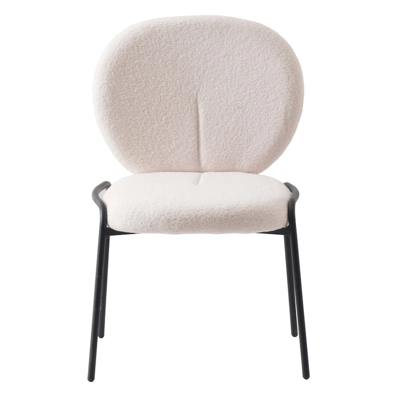 Boucle Dining Side Chair in Black Iron Frame