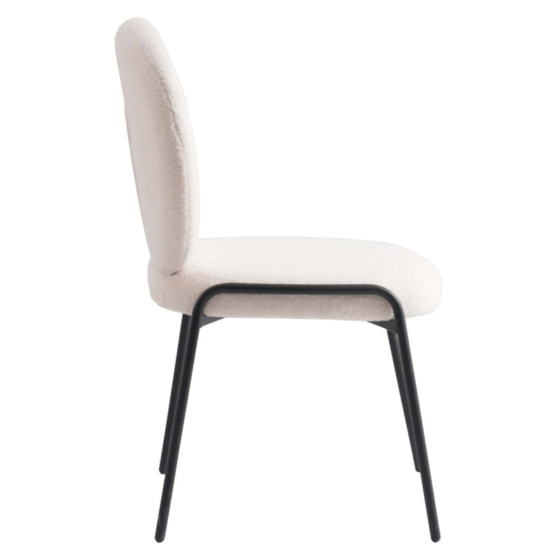Boucle Dining Side Chair in Black Iron Frame