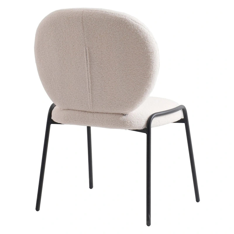 Boucle Dining Side Chair in Black Iron Frame