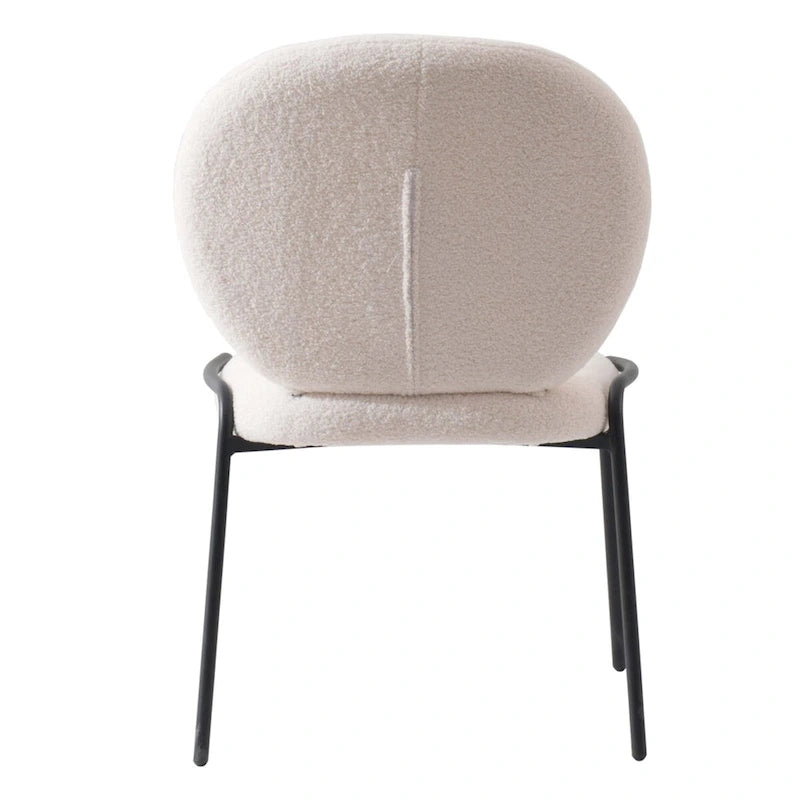 Boucle Dining Side Chair in Black Iron Frame