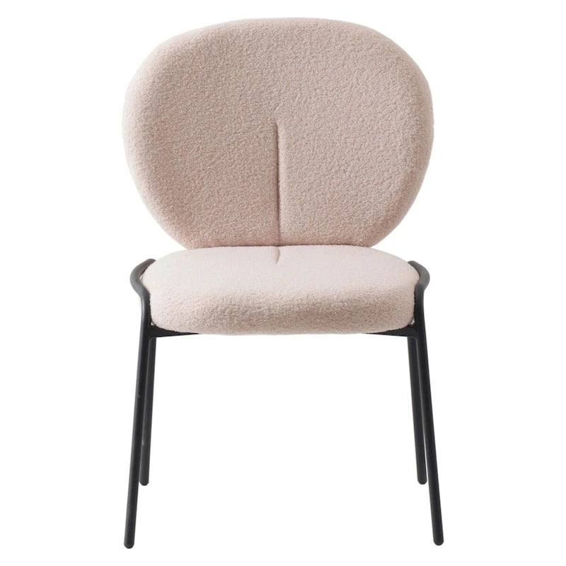 Boucle Dining Side Chair in Black Iron Frame