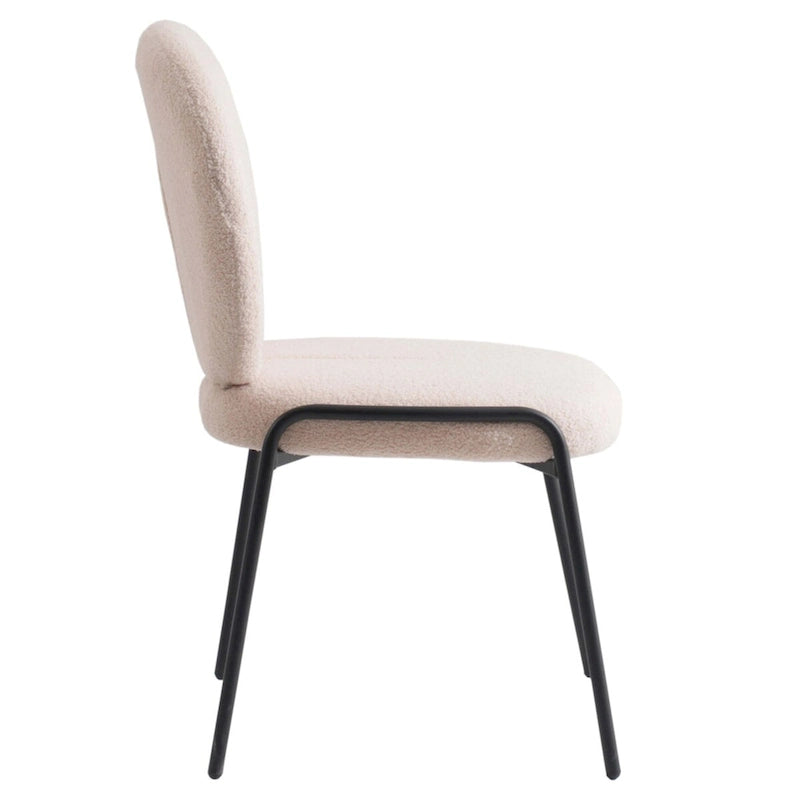 Boucle Dining Side Chair in Black Iron Frame