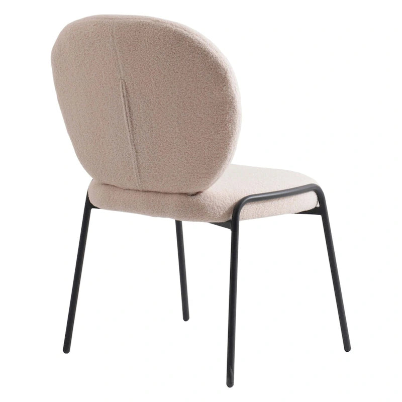 Boucle Dining Side Chair in Black Iron Frame