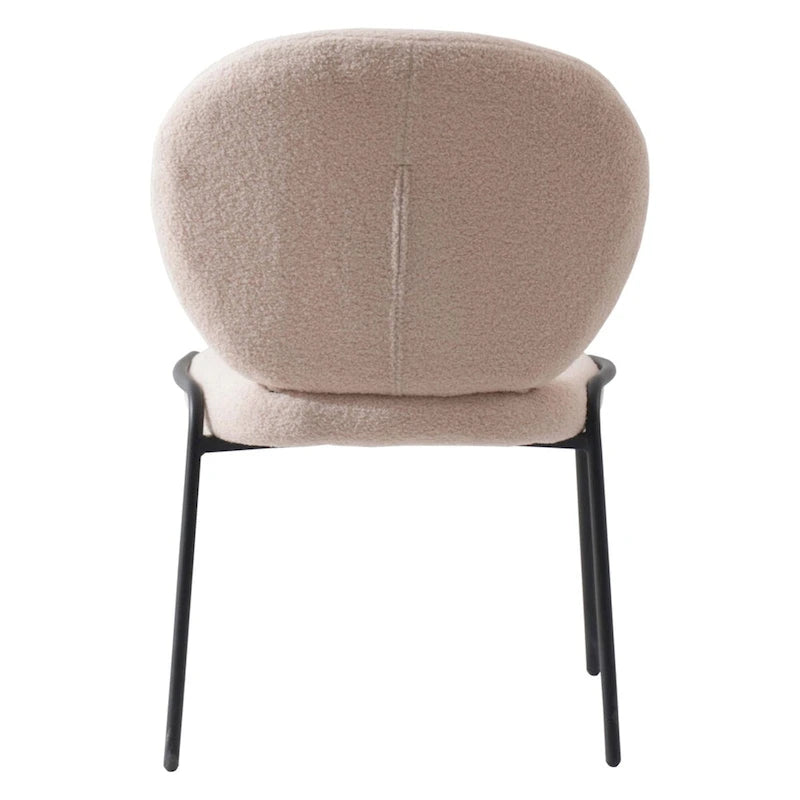 Boucle Dining Side Chair in Black Iron Frame