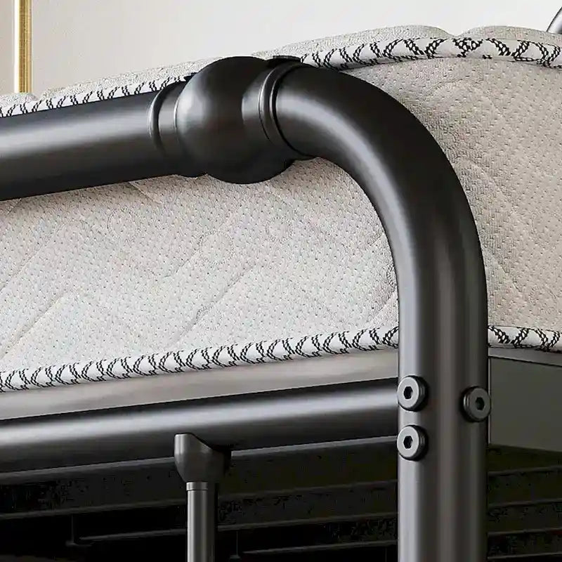 Heavy-duty Anti-Wobble 18 Inch Bed Frame With Wavy Art Headboard, Easy Assembly