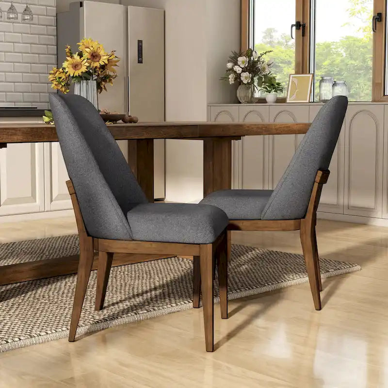Leopold Rounded Solid Wood Dining Chairs (of 2)