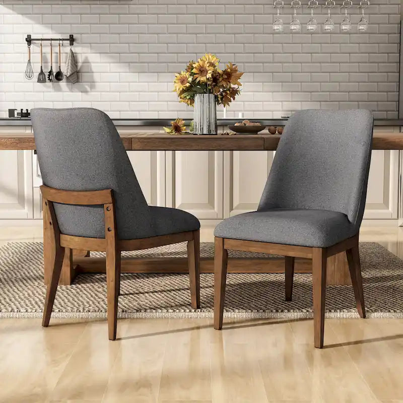Leopold Rounded Solid Wood Dining Chairs (of 2)