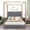 Queen Size Upholstery Canopy Platform Bed