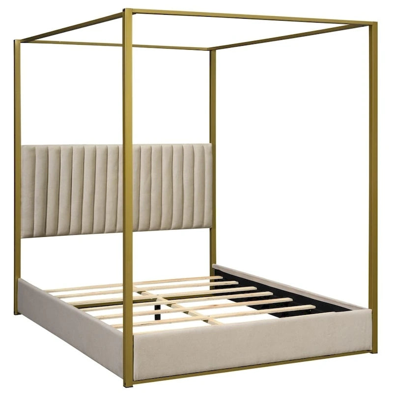 Queen Size Upholstery Canopy Platform Bed