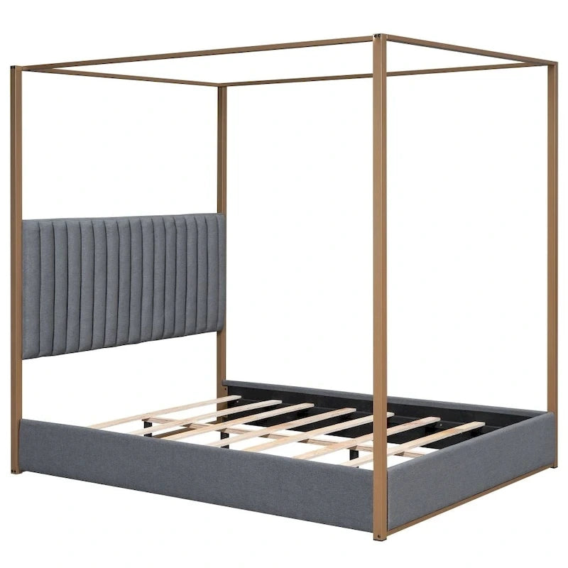 Queen Size Upholstery Canopy Platform Bed