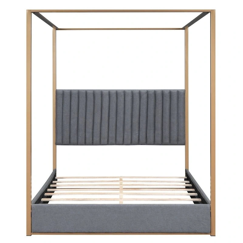 Queen Size Upholstery Canopy Platform Bed