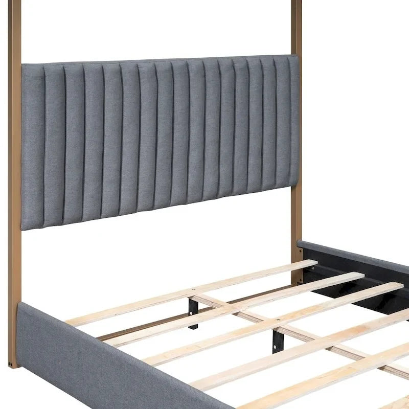 Queen Size Upholstery Canopy Platform Bed