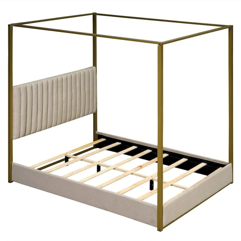 Queen Size Upholstery Canopy Platform Bed