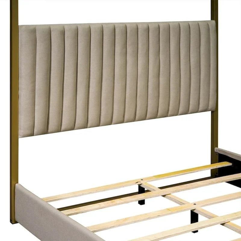 Queen Size Upholstery Canopy Platform Bed