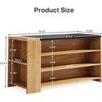 Îlot de cuisine de 55" en bois avec rangement, table îlot fixe à 5 niveaux avec 5 étagères